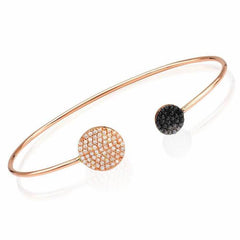 double round pave cuff in rose gold and black rhodium with white and black diamonds