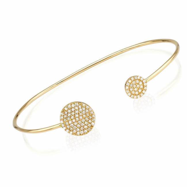 double round pave cuff with diamonds in yellow gold