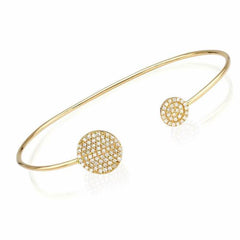 double round pave cuff with diamonds in yellow gold
