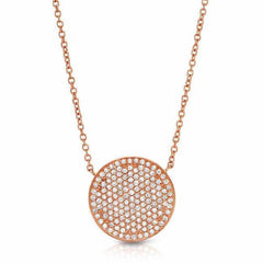large pave circle necklace - 15mm diameter with diamonds in rose gold