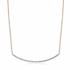 long bar necklace with diamonds in rose gold with black rhodium