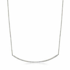 long bar necklace with diamonds in white gold