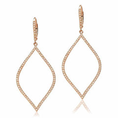 open marquise drop earrings with diamonds in rose gold