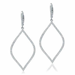 open marquise drop earrings with diamonds in white gold