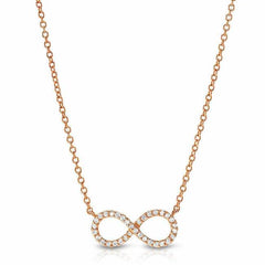 mini infinity necklace with diamonds in rose gold
