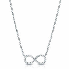 mini infinity necklace with diamonds in white gold