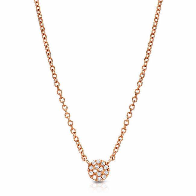 petite pave circle necklace - 4.5mm diameter with diamonds in rose gold