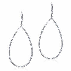 Open Teardrop Earrings in White Gold
