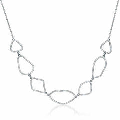 organic shape necklace with diamonds in white gold