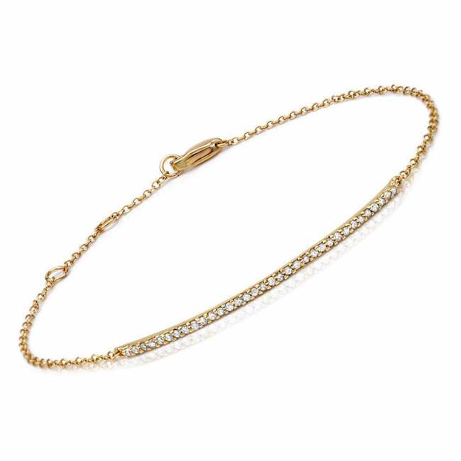 bar bracelet with diamonds in yellow gold