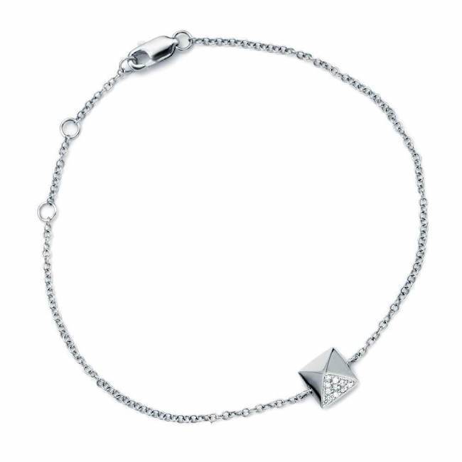 pyramid bracelet with diamonds in white gold