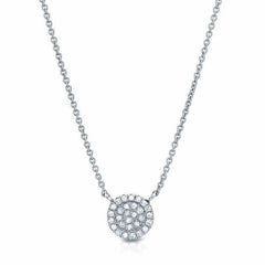 small pave disc necklace in white gold