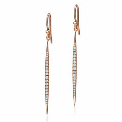 stiletto drop earrings with diamonds in rose gold