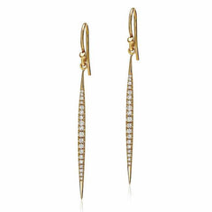 stiletto drop earrings with diamonds in yellow gold
