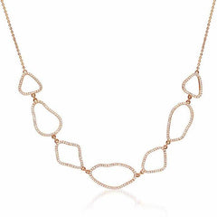 organic shape necklace with diamonds in rose gold