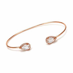 double pear shape white topaz cuff with diamonds in rose gold