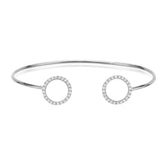 double open circle cuff with diamonds in 14k white gold