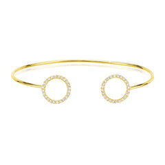 double open circle cuff with diamonds in 14k yellow gold