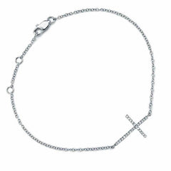 sideways cross bracelet in white gold with diamonds