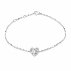 pave heart bracelet in white gold