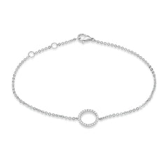 open circle diamond bracelet in white gold