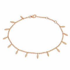 willow leaf bracelet with diamonds in rose gold