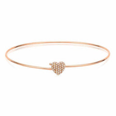 heart pave hook bangle in rose gold
