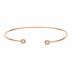 Open Bangle with Bezel Set Diamond tips in rose gold