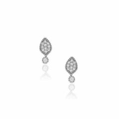 petite spade earrings in white gold