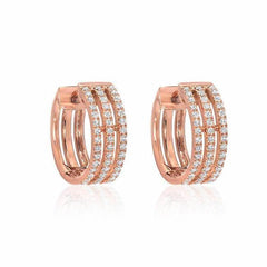 triple row diamond huggies in rose gold