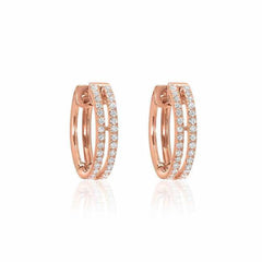 double row diamond huggies in rose gold