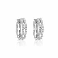 double row diamond huggies in white gold