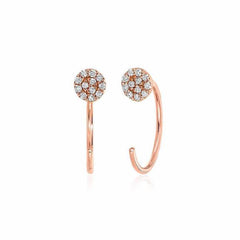 three quarter hoops with petite pave discs in rose gold