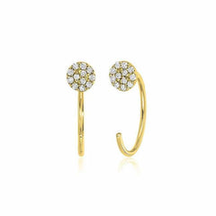 three quarter hoops with petite pave discs in yellow gold