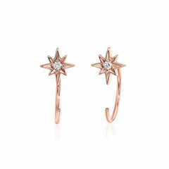 three quarter hoops with petite starbursts in rose gold