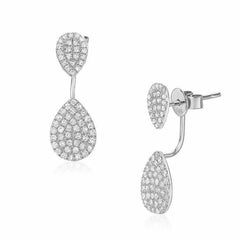 double pear shape ear jackets in white gold