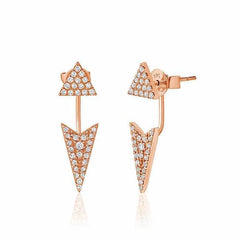triangle and arrowhead ear jackets with diamonds in rose gold