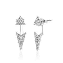 triangle and arrowhead ear jackets with diamonds in white gold