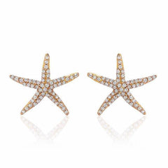 starfish post earrings in rose gold with diamonds