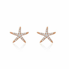 petite starfish post earrings in rose gold with diamonds