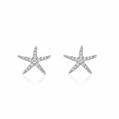 petite starfish post earrings in white gold with diamonds