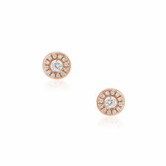 diamond halo post earrings in rose gold