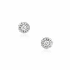 diamond halo post earrings in white gold