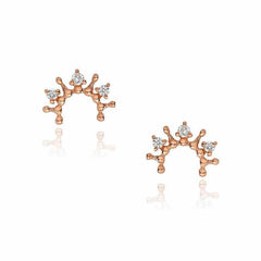 tiara semicircle post earrings in rose gold with diamonds
