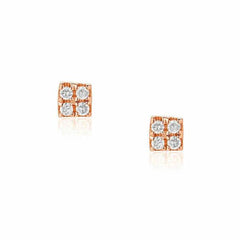 petite square pave post earrings in rose gold