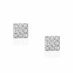 small square post earrings in white gold