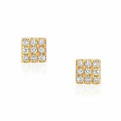 small square post earrings in yellow gold