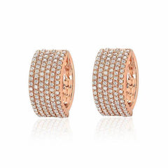 Thick diamond huggies with diamonds in rose gold