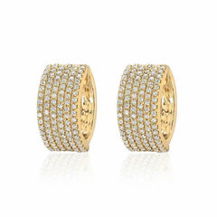 Thick diamond huggies with diamonds in yellow gold