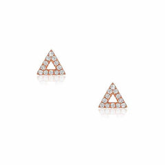 rose gold open triangle post earrings